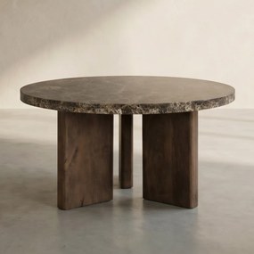 Ronde Salontafel Bruin Marmer 60 Cm - 60 X 60cm.