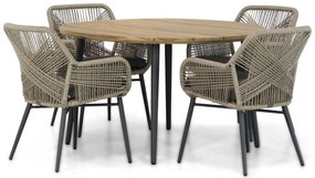 Tuinset Ronde Tuintafel 4 personen 130 cm Wicker Taupe Lifestyle Garden Furniture Advance/Montana