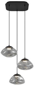 Design hanglamp zwart met smoke glas 3-lichts - Gus