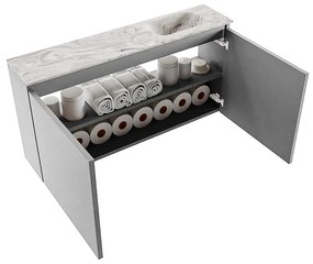 Mondiaz Ture DLux toiletmeubel 100cm plata met wastafel glace rechts zonder kraangat