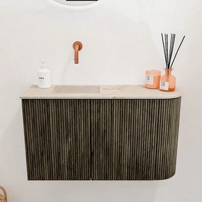 Mondiaz Joya DLux 70cm toiletmeubel ronding rechts shadow met wastafel faye links zonder kraangat frappe