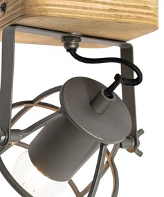 Industriële spot donkergrijs met hout verstelbaar - Arthur