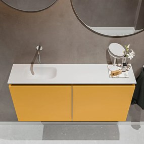 Mondiaz Ture 100cm toiletmeubel ocher met wastafel talc links geen kraangat