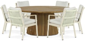 Tuinset Ronde Tuintafel 6 personen 180 cm Aluminium/Rope Taupe Coco Sevilla/Fungo
