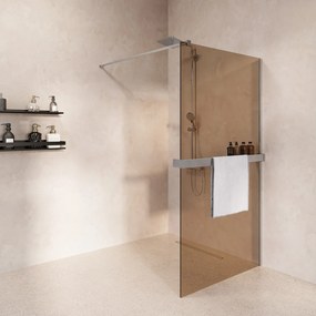 Saniclear Metric inloopdouche 80cm met handdoekhouder en bronsglas chroom