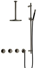 Hotbath Cobber IBS70 inbouwdouche met 30cm plafondbuis en glijstang verouderd ijzer