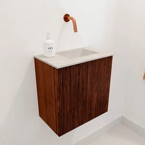 Mondiaz Joya DLux 40cm toiletmeubel ruby met wastafel faye rechts zonder kraangat ostra