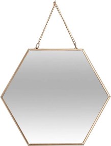 Atmosphera set van 3 gouden hexagonale spiegels met ketting - Ophangbaar - Verschillende maten (40/50/60 cm)