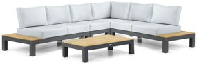 Loungeset 6 personen Aluminium/Teak Grijs Lifestyle Garden Furniture Vittoria