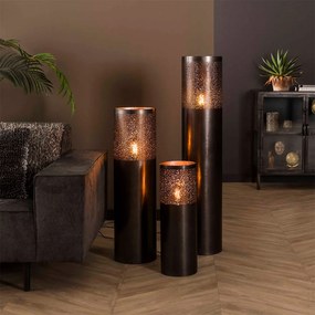 Ronde Vloerlamp Zwart Nickel Metaal 120 Cm