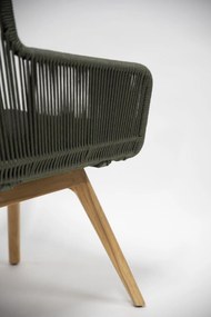 4 Seasons Outdoor Flores tuinstoel groen met teak onderstel SALE  Tuinstoel    houtkleur weerbestendig