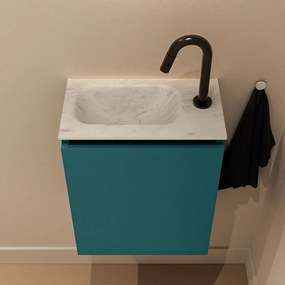 Mondiaz Ture DLux toiletmeubel 40cm smag met wastafel opalo links met kraangat