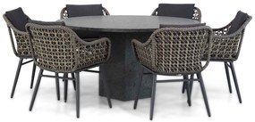 Tuinset Ronde Tuintafel 6 personen 140 cm Aluminium/wicker Taupe  Lifestyle Garden Furniture Dolphin/Graniet