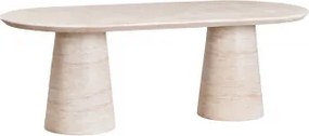 Ovalen Eettafel 220x95 Cm In Cement Noemi Look Travertino - Sklum