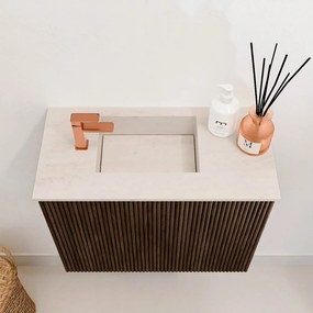 Mondiaz Joya DLux 50cm toiletmeubel walnut met wastafel faye links 1 kraangat meli