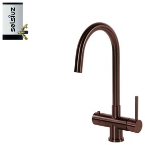 Selsiuz Inox kokend water kraan met combi extra boiler en C-uitloopkraan copper