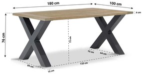 Dining Tuintafel rechthoekig 180 x 100 cm Teak Grijs Cardiff