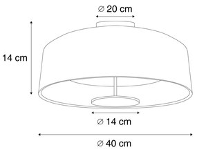 Stoffen Moderne plafondlamp wit met bronzen binnenkant incl. LED 3-staps dimbaar - Bredow Modern Scandinavisch rond Binnenverlichting Lamp
