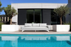Flow. Easey 3-zits loungebank lead chiné All Weather loungeset Sunbrella Loungebank Stoel-bank loungeset outdoor textiel - weerbestendig