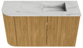 Mondiaz Joya DLux 70cm toiletmeubel ronding links oak met wastafel faye rechts 1 kraangat opalo