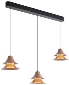 Hanglamp zwart met mokka incl. LED 3-staps dimbaar 3-lichts easylift - Witch