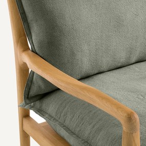 Eiken fauteuil met fineer en katoenen linnen stof, Dilma