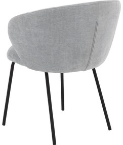 Goossens Stoel Noomi blauw stof met armleuning,