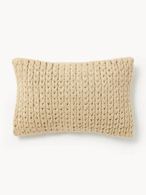 Handgemaakte grofgebreide kussenhoes Adyna lichtbeige 30x50