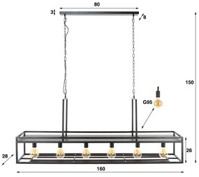 Bar Hanglamp Met Wijnglazen Rek