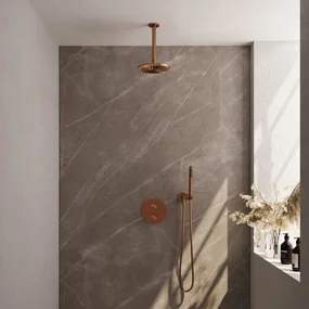 Brauer Copper Edition thermostatische inbouw regendouche met staafhanddouche, plafondarm en hoofddouche 20cm set 77 koper geborsteld PVD