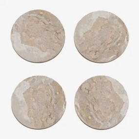 Pack Van 4 Ronde Onderzetters Ø10 Cm In Valtris Marmer Beige Marmer Panther - Sklum