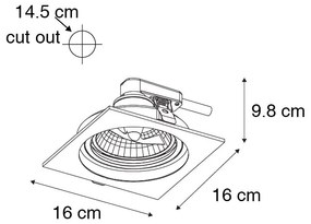 Set van 6 Vierkante inbouwspot wit verstelbaar - Chuck 111 GU10 Binnenverlichting Lamp