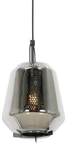 Art Deco hanglamp zwart met smoke glas 23 cm - Kevin Art Deco E27 rond Binnenverlichting Lamp
