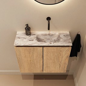 Mondiaz Ture DLux toiletmeubel 60cm washed oak met wastafel glace rechts zonder kraangat