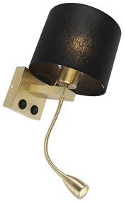 LED Art Deco wandlamp goud met zwarte kap - Brescia Art Deco, Modern E27 rond Binnenverlichting Lamp