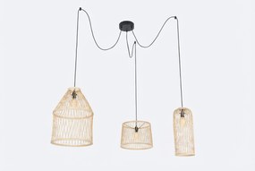 Landelijke Buiten Hanglamp Rotan -lichts - Calamus Staal Taupe