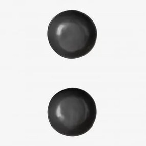 Set Van 2 Kommen Van Belvere Steengoed Zwart & Ø17 Cm - Sklum