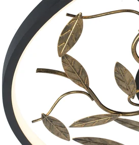 LED Art Deco plafonnière zwart met goud 3-staps dimbaar - Bota Art Deco rond Binnenverlichting Lamp