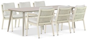 Tuinset 6 personen 240 cm Aluminium/rope Taupe Coco Sevilla/Vienna