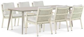 Tuinset 6 personen 240 cm Aluminium/rope Taupe Coco Sevilla/Vienna