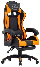vidaXL Racestoel met voetensteun kunstleer oranje en zwart