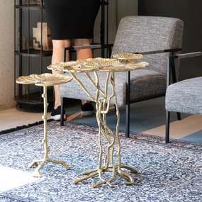 Ginkgo Blad Bijzettafel Goud - 60 X 57cm.