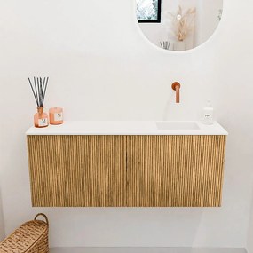 Mondiaz Joya 100cm toiletmeubel oak met wastafel faye rechts zonder kraangat talc