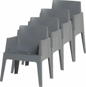 Garden Impressions Box tuinstoel antraciet the original - 4 stuks