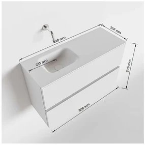 Mondiaz Ada 80cm toiletmeubel cale met wastafel talc links 1 kraangat