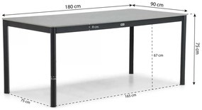 Tuinset 4 personen 180 cm Aluminium/rope Grijs Coco Puerto/Como