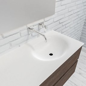 Zaro Sevilla Solid Surface badmeubel 120cm donker eiken zonder kraangat spoelbak rechts met 2 lades