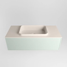 Mondiaz Erin 100cm badmeubel Greey met 1 lade en beige wastafel midden zonder kraangaten