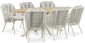 Tuinset 6 personen 220 cm Aluminium/rope Taupe Santika Furniture Sanika