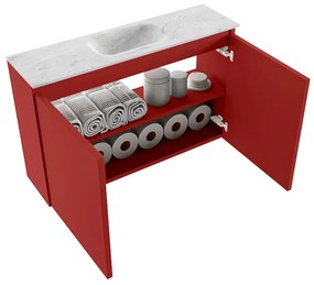 Mondiaz Ture DLux toiletmeubel 80cm fire met wastafel opalo midden met kraangat